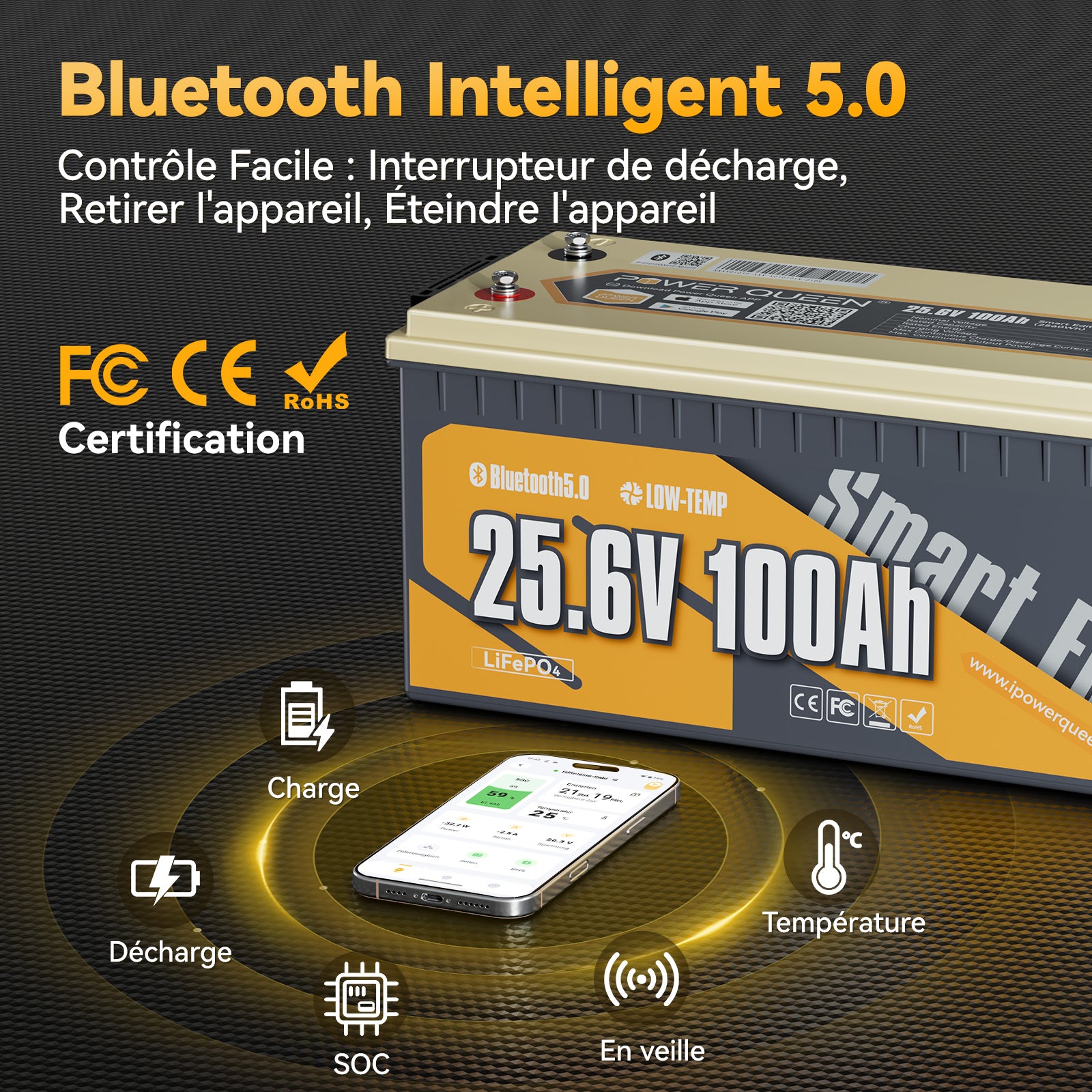 Surveillance en temps réel, batterie lithium bluetooth