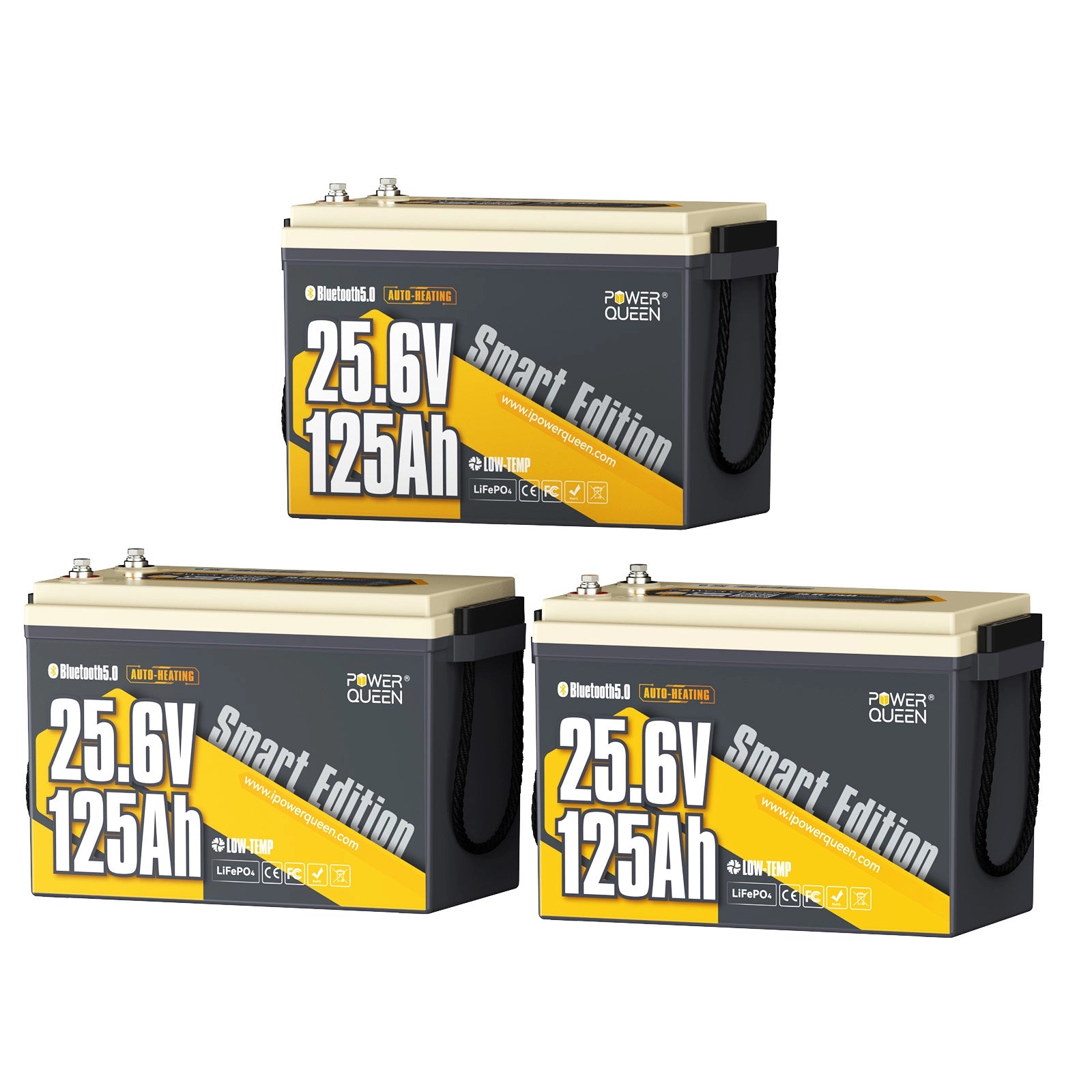 Power Queen Batterie Lithium 24V 125Ah Smart Bluetooth pour Moteur Électrique