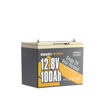 Power Queen Batterie Marine LiFePO4 12V 100Ah Group 24 - Double Usage