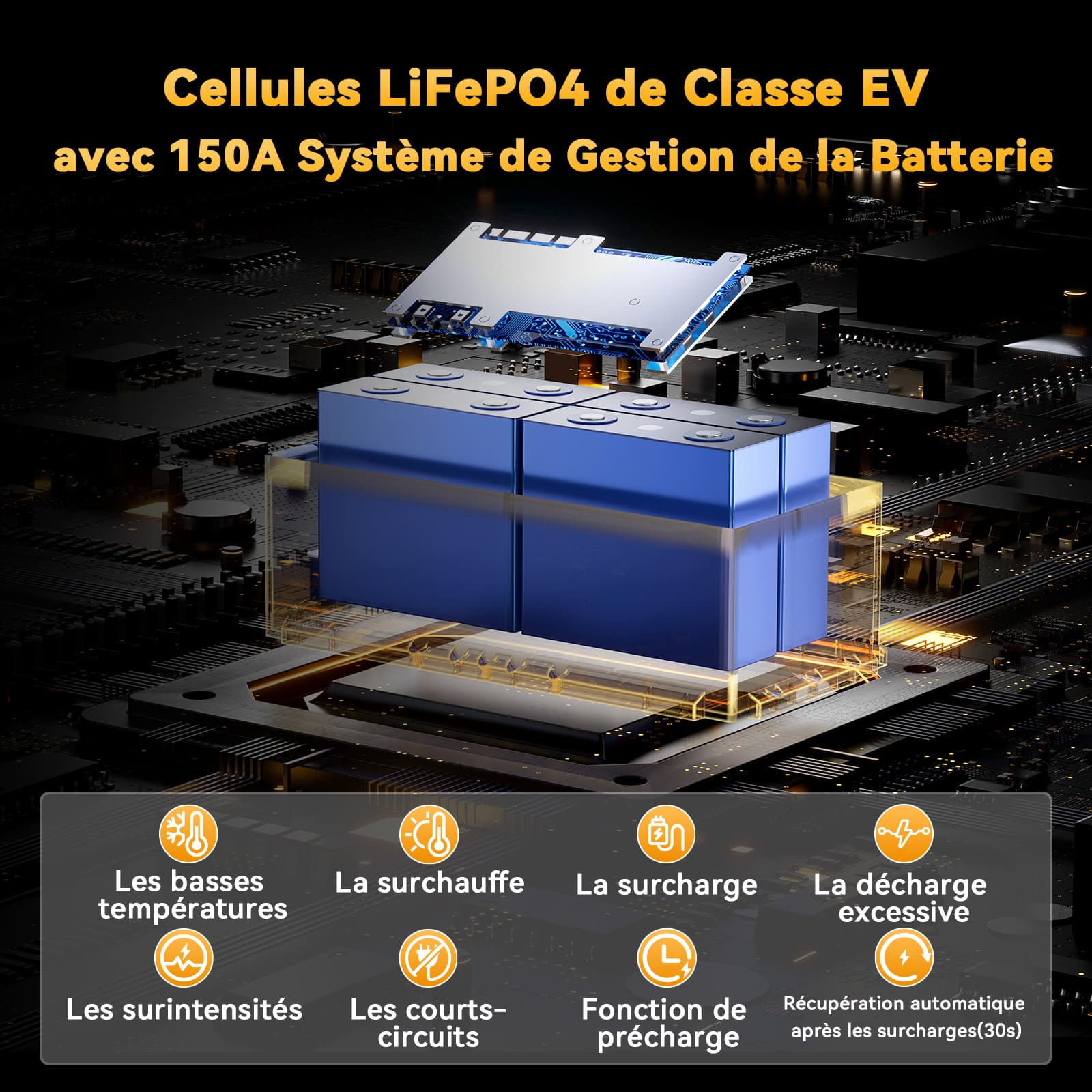 Cellules de Classe A et BMS avec Multi-Protection, Batterie Verte 12V 140Ah