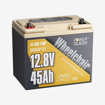 Batterie LiFePO4 12V 45Ah Group U1 de Power Queen pour Fauteuil Roulant