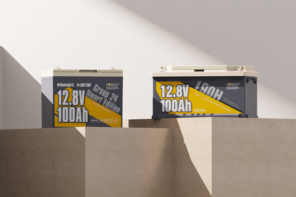 Potenza Queen-Batterie 12V 100Ah Gruppo 24 con Bluetooth vs 12V 100AH ​​H190 con Bluetooth