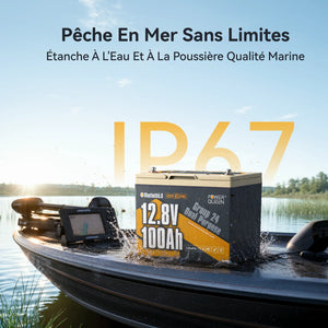 Power Queen Batterie Marine LiFePO4 12V 100Ah Group 24 - Double Usage