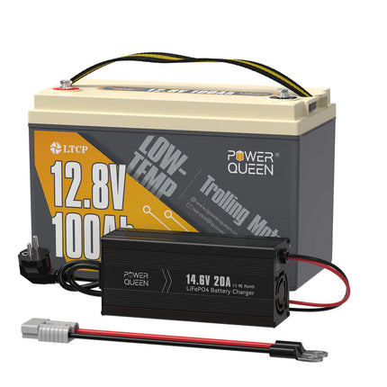 Batterie LiFePO4 12V 100Ah Basse Température de Power Queen pour les Moteurs de Pêche à la Traîne