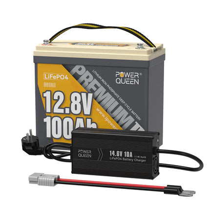 Batterie LiFePO4 12V 100Ah Mini de Power Queen  avec BMS 100A Intégré