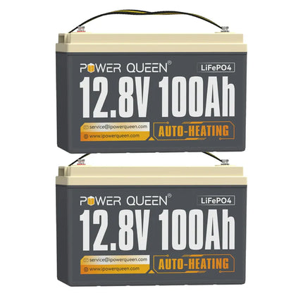 Power Queen Self-heating 12V 100Ah LiFePO4 Battery with Integrated 100A BMS