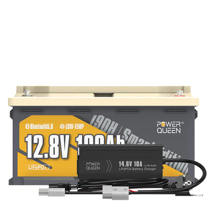 Batterie LiFePO4 12V 100Ah RV190 de Power Queen avec Bluetooth 5.0 Intelligent