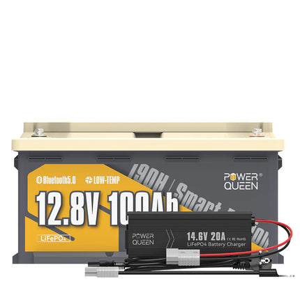 Batterie LiFePO4 12V 100Ah RV190 de Power Queen avec Bluetooth 5.0 Intelligent