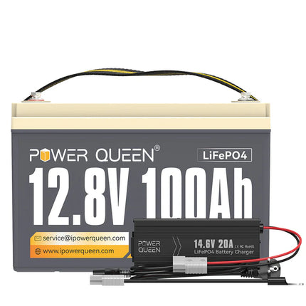 Power Queen Self-heating 12V 100Ah LiFePO4 Battery with Integrated 100A BMS