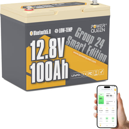 Batterie LiFePO4 12V 100Ah Group 24 avec Bluetooth