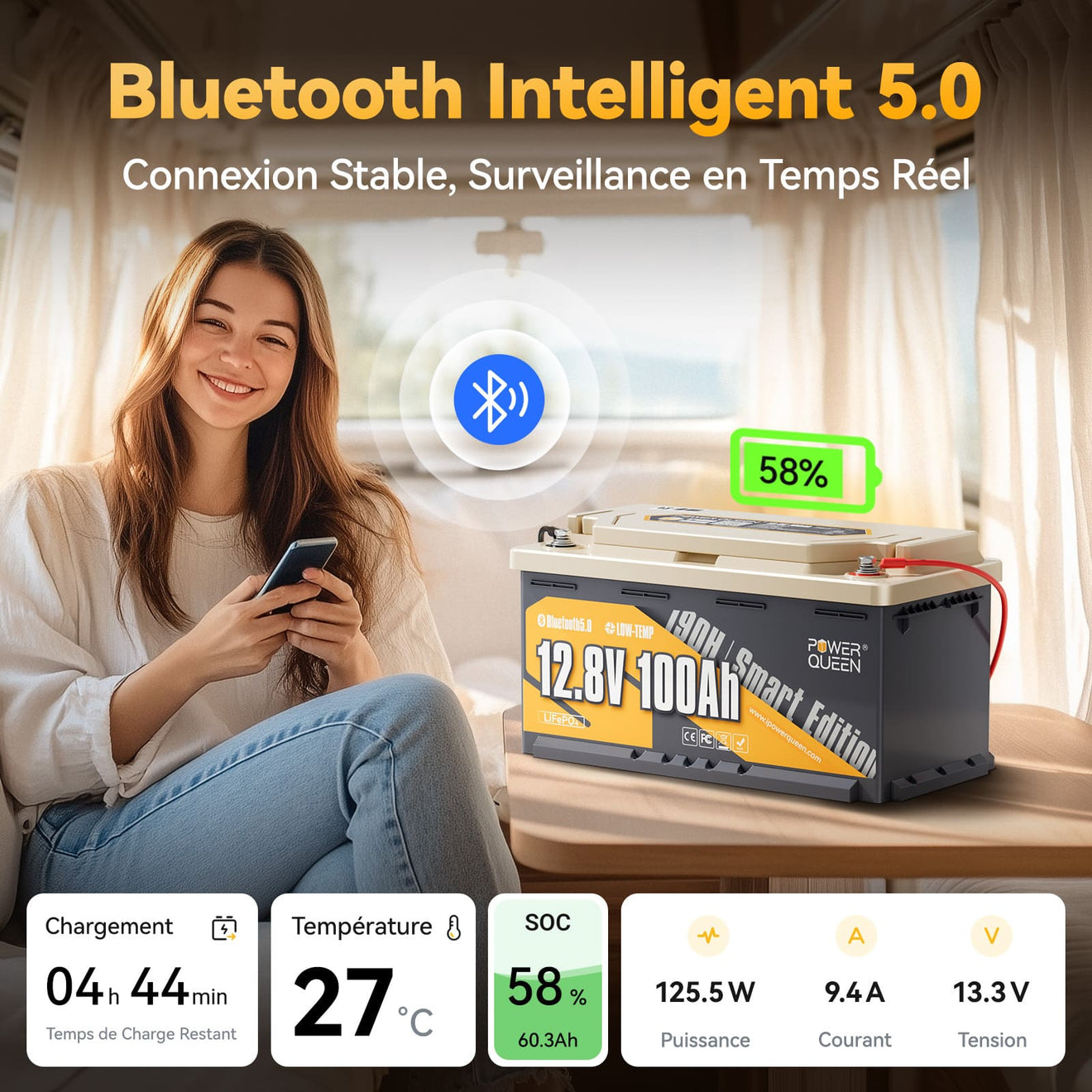 Batterie lithium bluetooth 12v 100ah