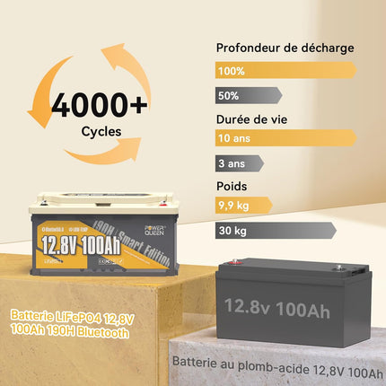 Alternative de Batterie Plomb-acide, Batterie LiFePO4 12V 100Ah RV190