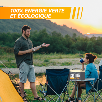 Pour Camping-car, Batterie LiFePO4 12V 100Ah Verte et Écologique