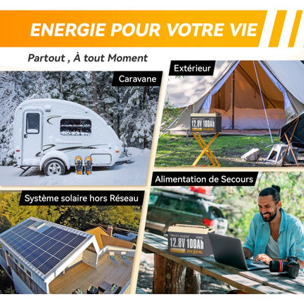 Pour Hors Réseau et Stockage Domestique, Batterie LiFePO4 12V 100Ah