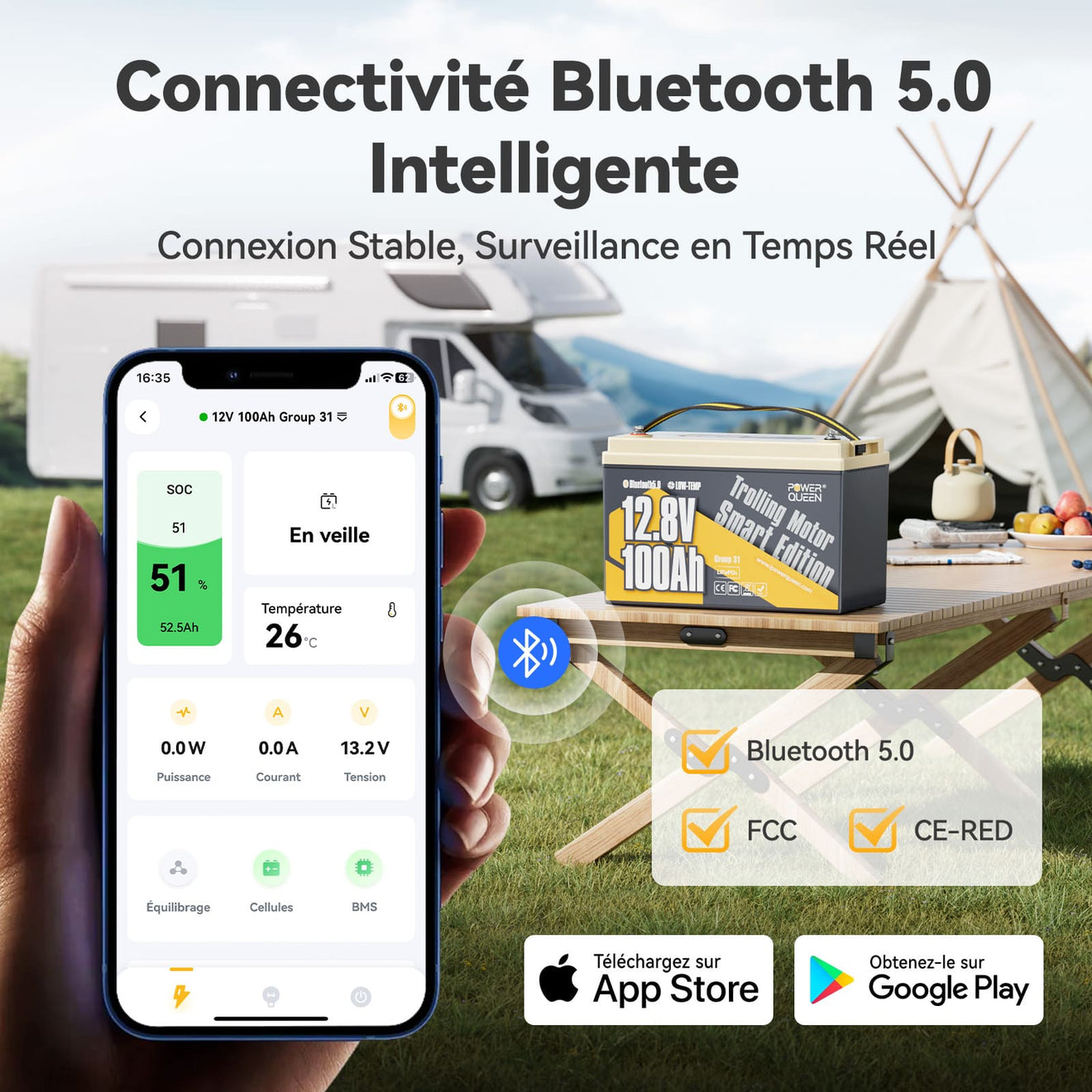 lithium batterie 12v 100ah bluetooth, batterie bateau lithium