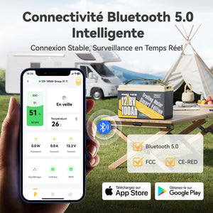 lithium batterie 12v 100ah bluetooth, batterie bateau lithium