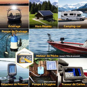 Pour caravane, van, bateau, peche, batterie lifepo4 12v 100ah