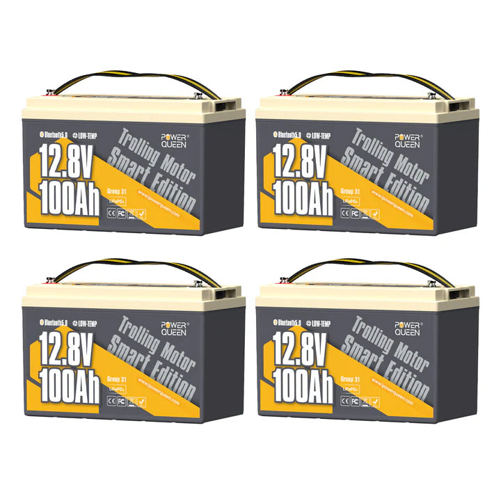 Power Queen LifePO4 12V 100Ah 12V 100 AH con Bluetooth per motori di pesca in treno