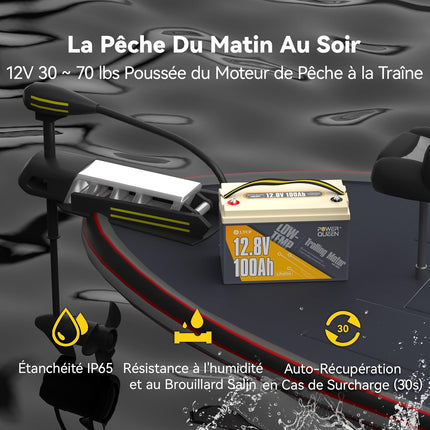 Pour les Moteurs de Pêche à la Traîne, Batterie Lithium 12V 100Ah Basse Température