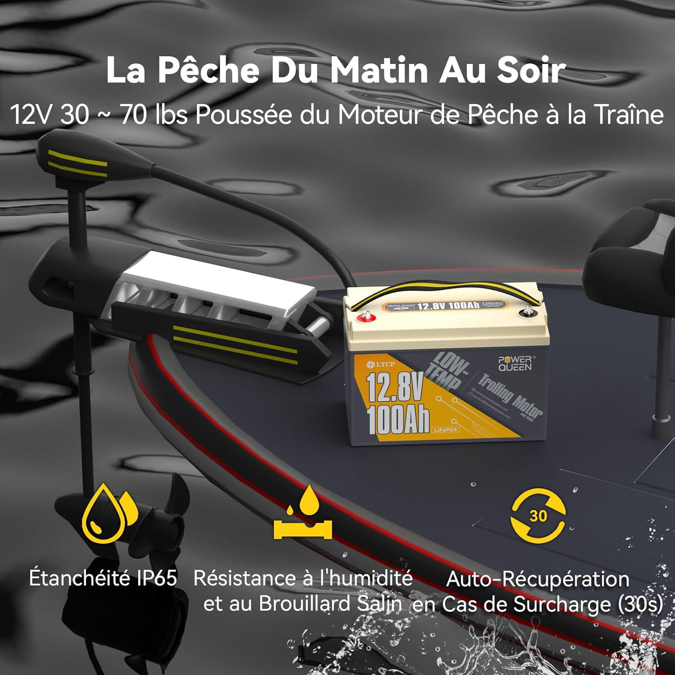 Pour les Moteurs de Pêche à la Traîne, Batterie Lithium 12V 100Ah Basse Température