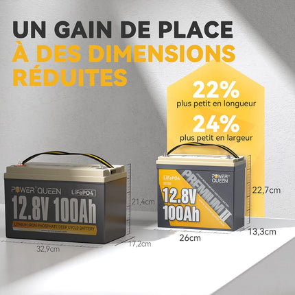 Plus Petite au 12V 100Ah, Batterie au Lithium 12V 100Ah Mini