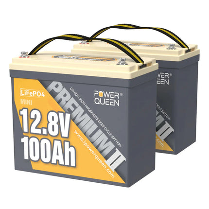 Batterie LiFePO4 12V 100Ah Mini de Power Queen  avec BMS 100A Intégré