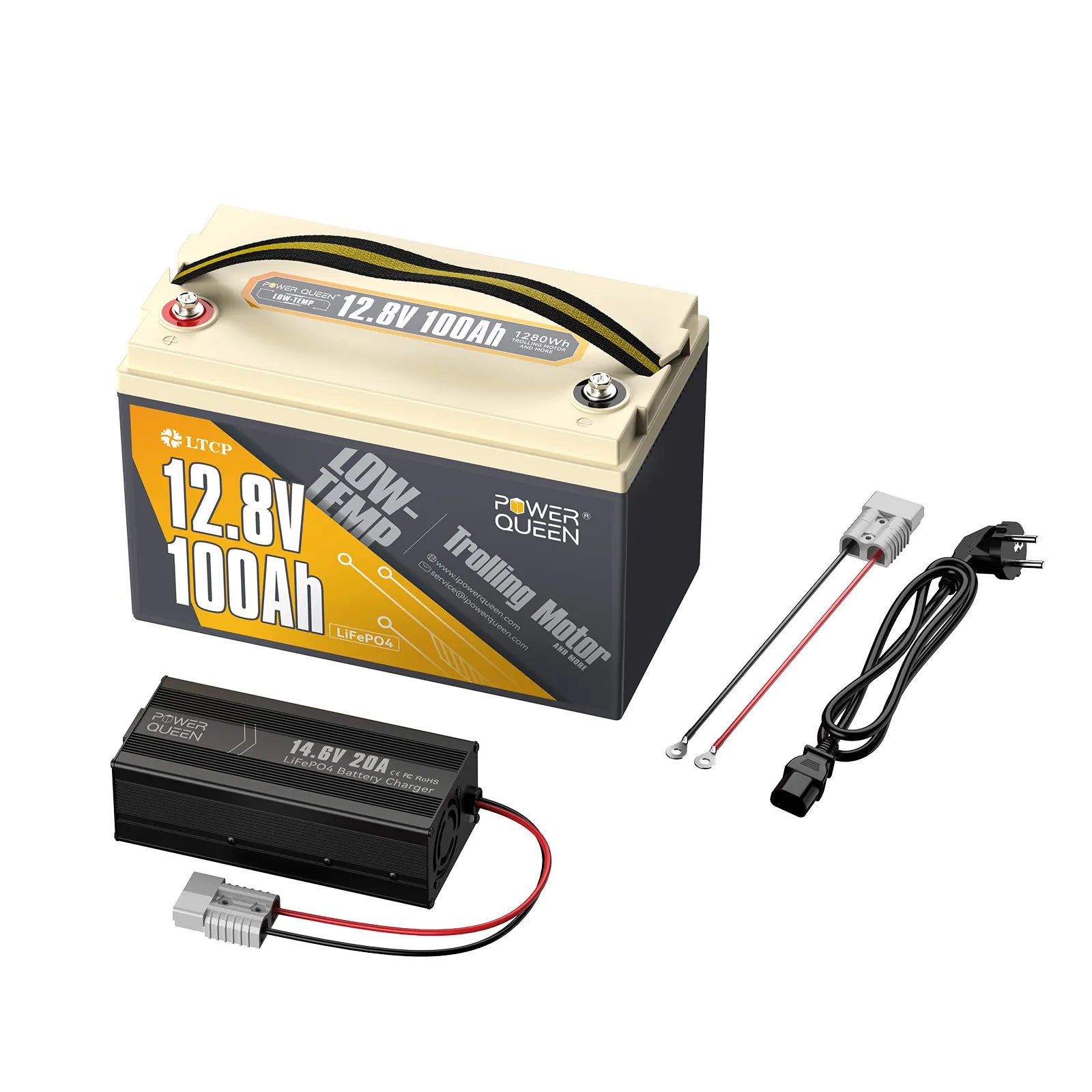 Power Queen LifePO4 12V 100Ah 12V 100 AH BATTERE PER INGINI DEL TRENO