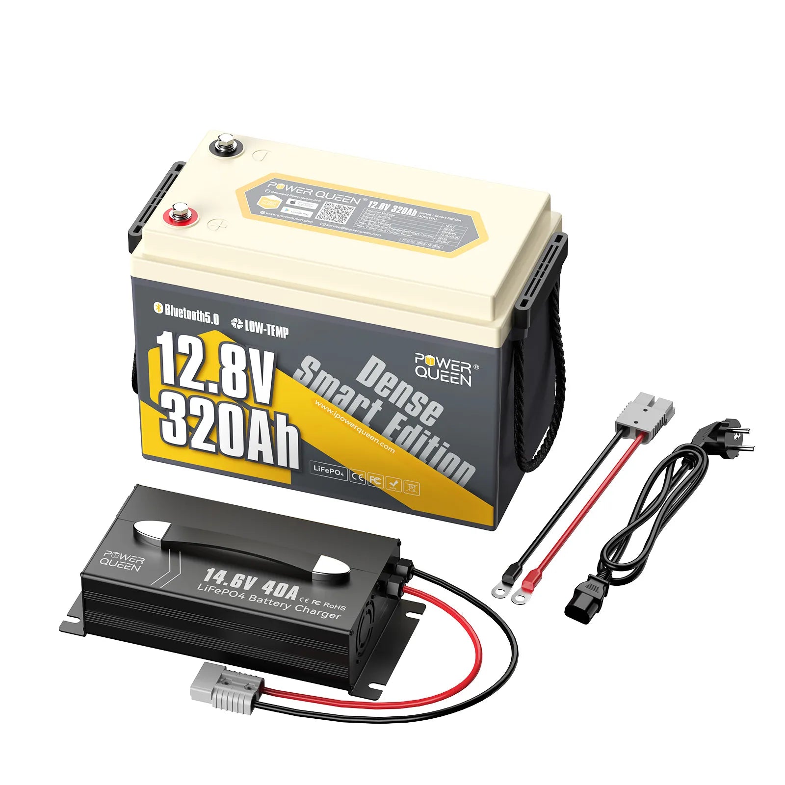 Power Queen 12V 320Ah Dense Smart Batterie LiFePO4 Sous le Siège & Bluetooth