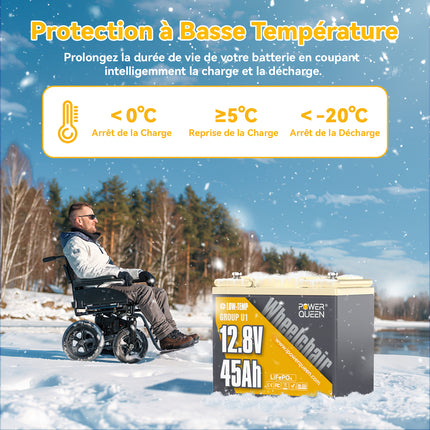 Protection Low-Temp Garanti la Sécurité de Batterie au Lithium 12V 45Ah Group U1