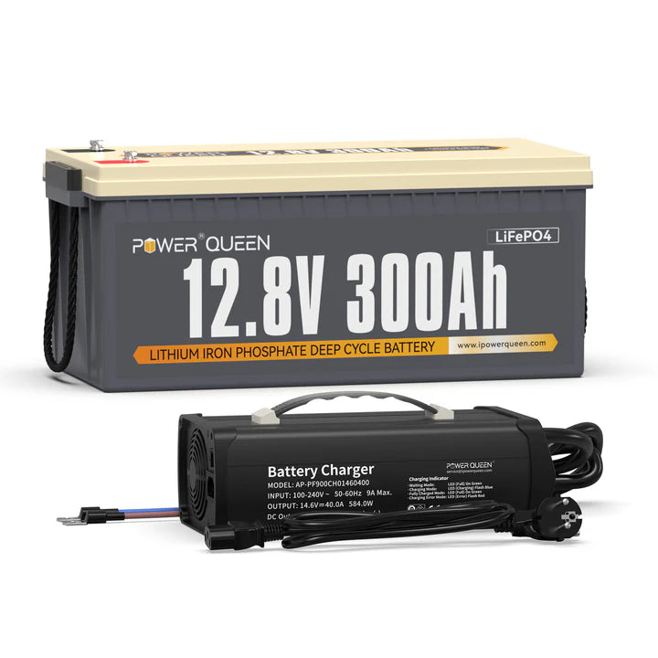 Batterie LiFePO4 12V 300Ah + Chargeur 14,6V 40A