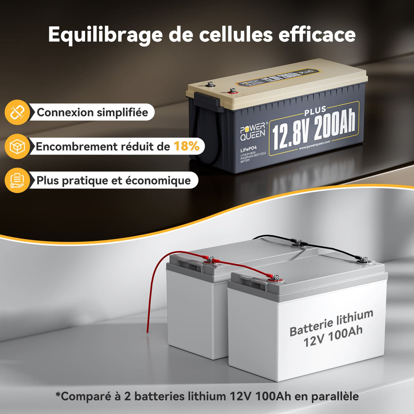 Remplace deux batterie lithium 12v 100ah, batterie lifepo4 12v 200ah