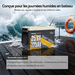 Power Queen Batterie Lithium 24V 125Ah Smart Bluetooth pour Moteur Électrique