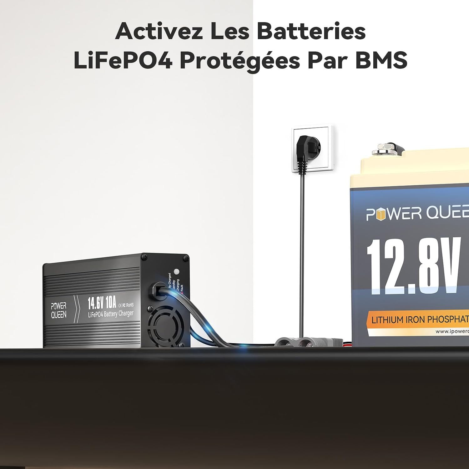 Chargeur LiFePO4 14,6V 10A Power Queen avec Connecteur Anderson