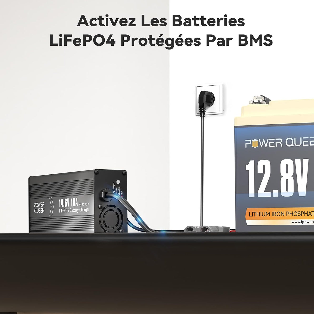 Chargeur LiFePO4 14,6V 10A Power Queen avec Connecteur Anderson