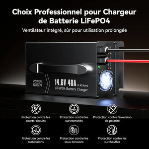 Chargeur LiFePO4 14,6V 40A Power Queen avec Connecteur Anderson