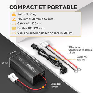Chargeur LiFePO4 14,6V 20A Power Queen avec Connecteur Anderson