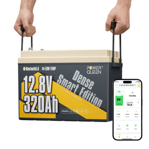 Power Queen 12V 320Ah Dense Smart Batterie LiFePO4 Sous le Siège & Bluetooth