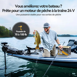 Power Queen Batterie Lithium 24V 125Ah Smart Bluetooth pour Moteur Électrique