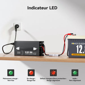 Chargeur LiFePO4 14,6V 40A Power Queen avec Connecteur Anderson