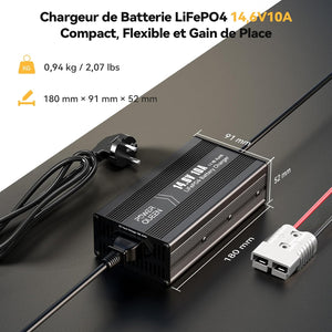 Chargeur LiFePO4 14,6V 10A Power Queen avec Connecteur Anderson