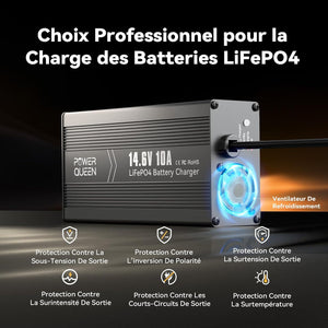 Chargeur LiFePO4 14,6V 10A Power Queen avec Connecteur Anderson