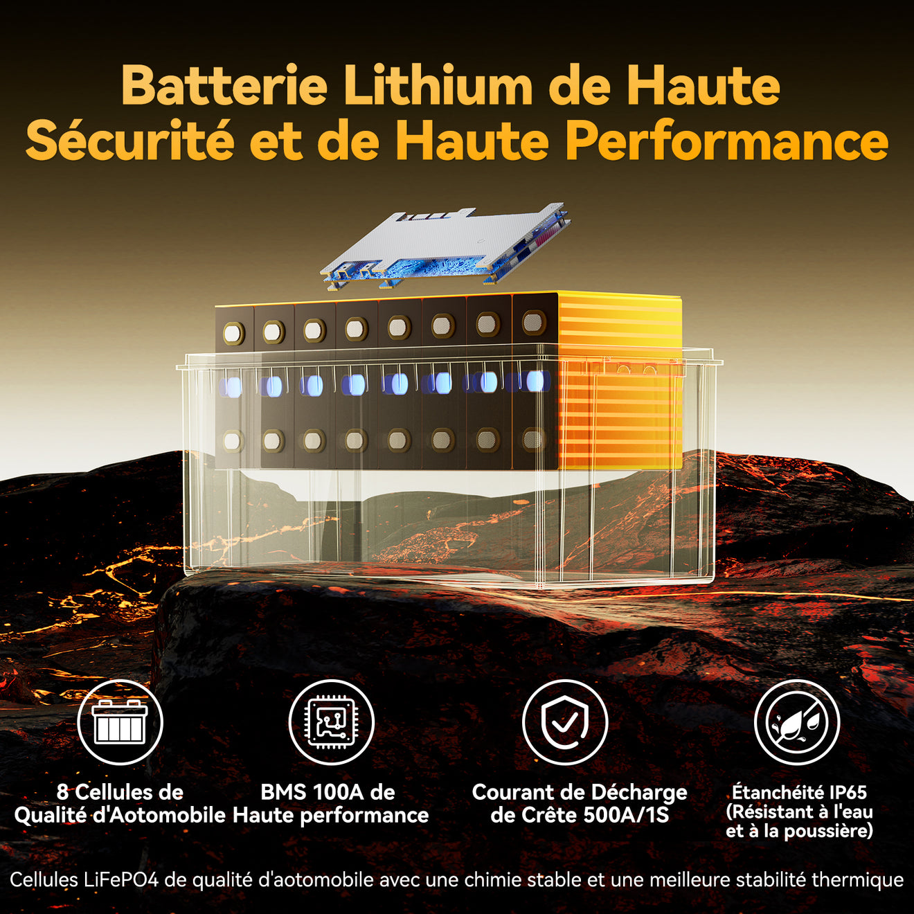batterie lithium bms intégré 100A