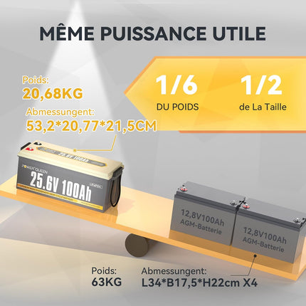 Légère et Puissante, Batterie LFP 24V 100Ah