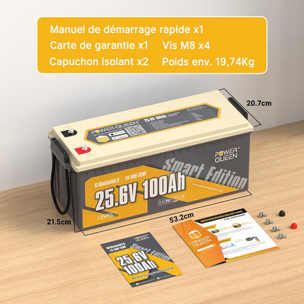 Contenu du Paquet, Accessoires Complets, Batterie LiFePO4 24V 100Ah Smart