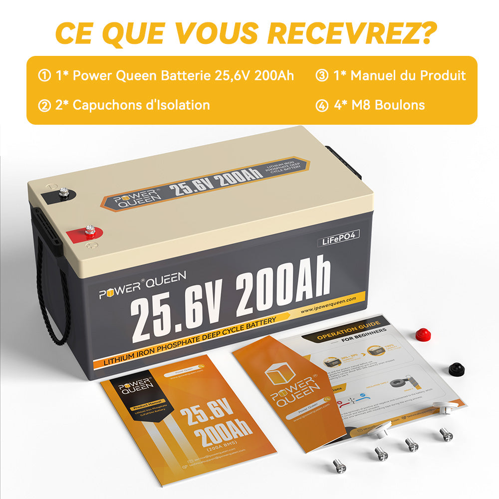 Contenu du Paquet, Accessoires Complets, Manuel d'Utilisation, Batterie 24V 200Ah