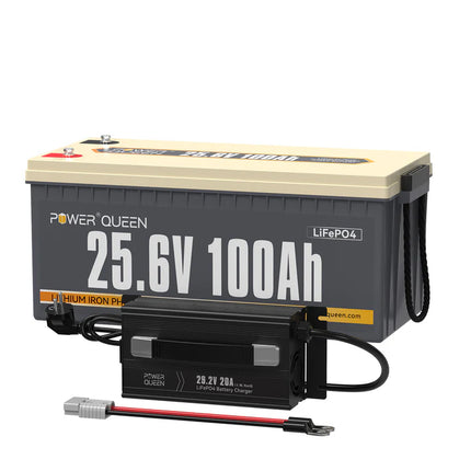 Batterie LiFePO4 24V 100Ah de Power Queen, BMS 100A Intégré