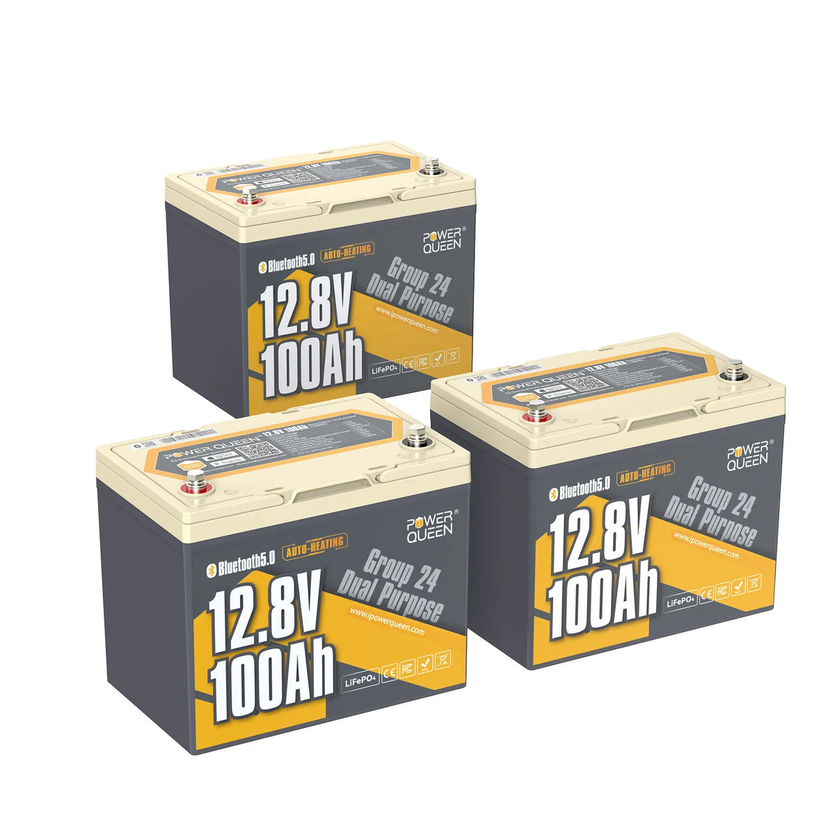 Power Queen Batterie Marine LiFePO4 12V 100Ah Group 24 - Double Usage