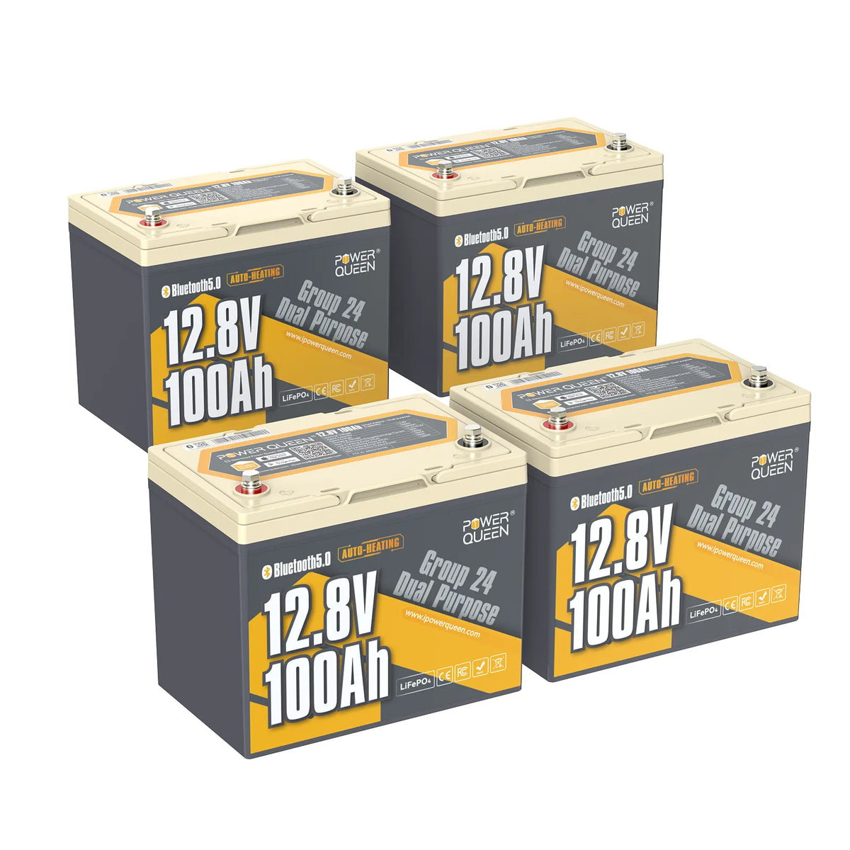 Power Queen Batterie Marine LiFePO4 12V 100Ah Group 24 - Double Usage