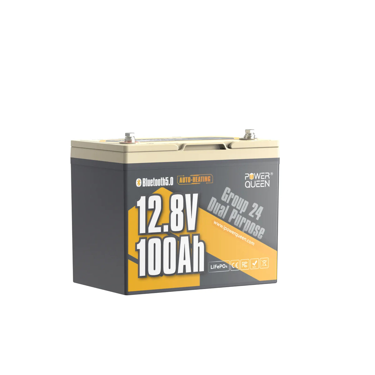 Power Queen Batterie Marine LiFePO4 12V 100Ah Group 24 - Double Usage