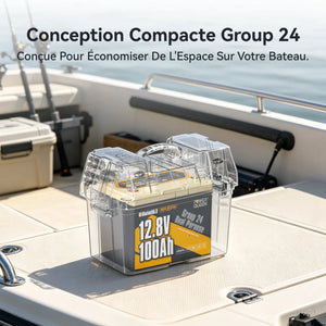 Power Queen Batterie Marine LiFePO4 12V 100Ah Group 24 - Double Usage